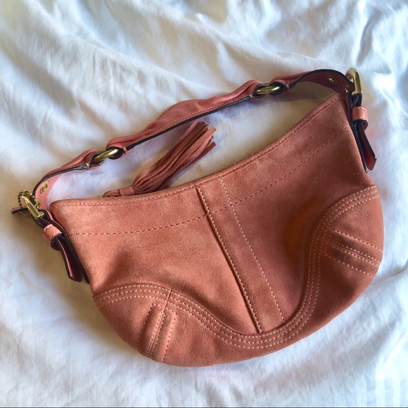 Coach Handbags - Coach Pink Suede Hobo Bag